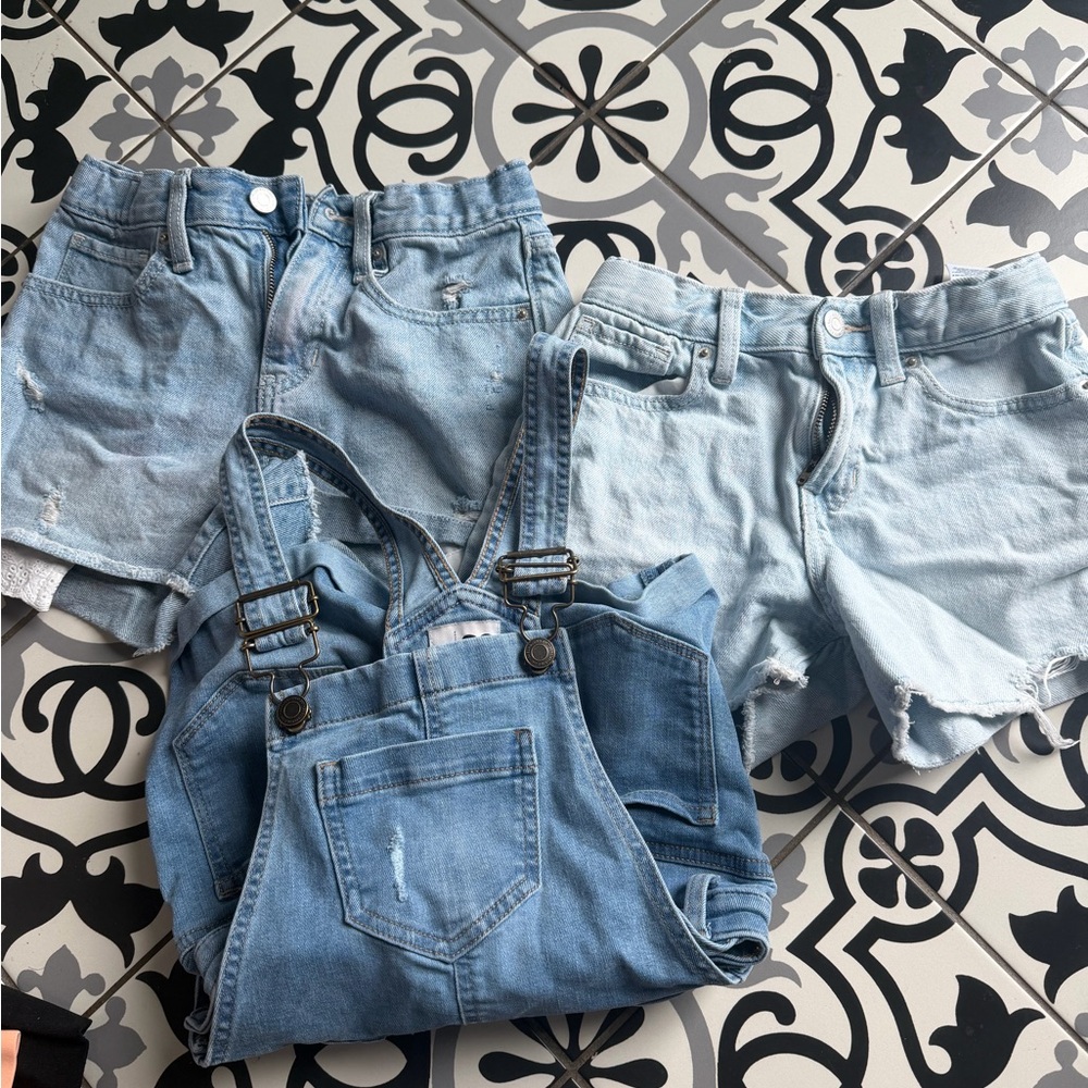 Girls jean shorts and overalls